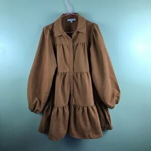 HYFVE tiered button down mini dress